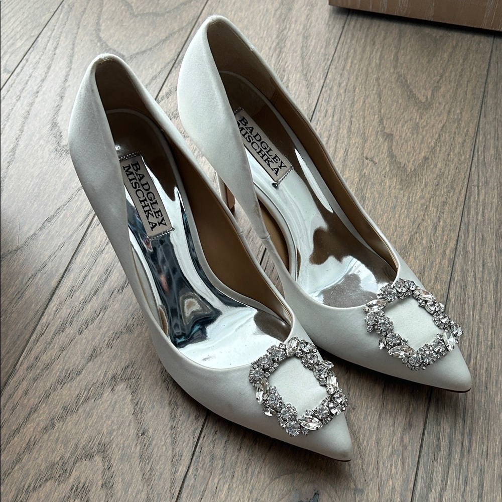 Badgley Mischka Ivory Heels with Crystal Embellishments